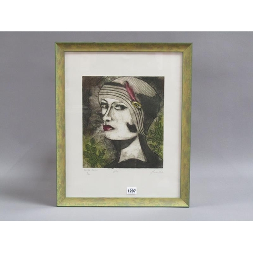 1207 - MARION CONTER? ELLEN - A VARIABLE EDITION PRINT 4/20, SIGNED, F/G, 30CM X 26CM