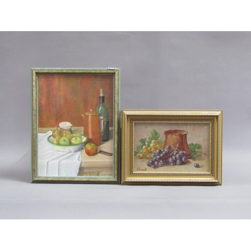 1218 - TWO PAINTINGS - GR TYRER - STILL LIFE FRUIT AND WINE & W CASSELL - STILL LIFE, GRAPES