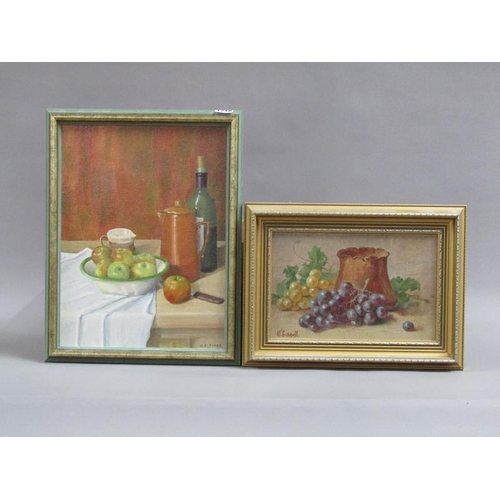 1218 - TWO PAINTINGS - GR TYRER - STILL LIFE FRUIT AND WINE & W CASSELL - STILL LIFE, GRAPES