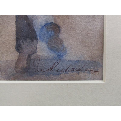 1233 - ERIN RICHARDSON - BOWLES CLUB, SIGNED WATERCOLOUR, F/G, 13CM X 27CM