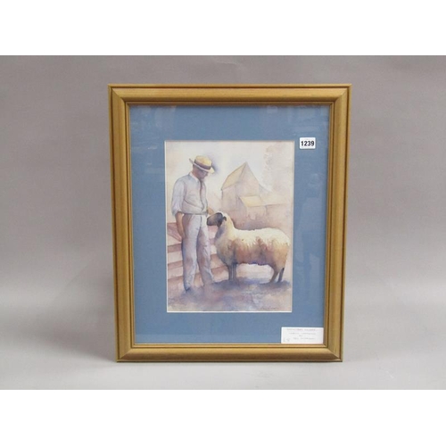 1239 - ERIN RICHARDSON - LINCOLNSHIRE LONGHAIR, SIGNED WATERCOLOUR, F/G, 36CM X 26CM