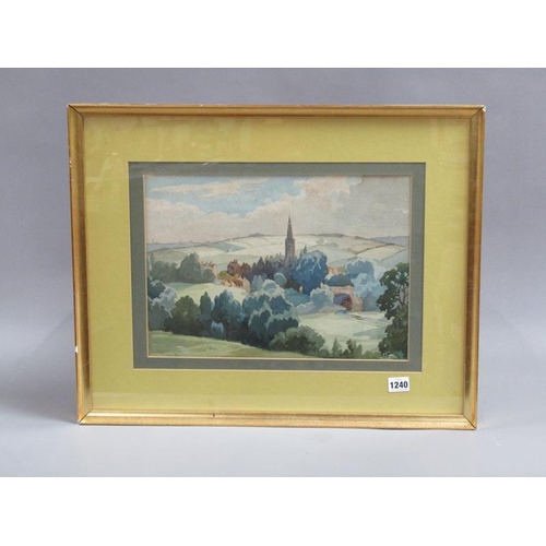 1240 - JOSEPH MILNER - SUSSEX LANDSCAPE, SIGNED WATERCOLOUR, F/G, 28CM X 39CM