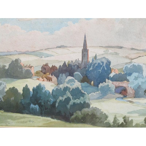 1240 - JOSEPH MILNER - SUSSEX LANDSCAPE, SIGNED WATERCOLOUR, F/G, 28CM X 39CM