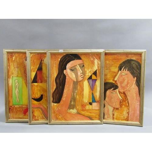 1243 - PIERRE BENSON - BRUGE, SERIES OF FIVE CONTEMPORARY FEMALE DEPICTIONS, OIL ON CANVAS, FRAMED, EACH AP... 