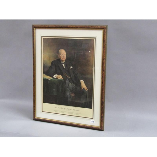 1245 - THE RIGHT HON. SIR WINSTON CHURCHILL - COLOURED PRINT, REPRODUCED FROM THE ORIGINAL BY BIRLEY, F/G, ... 