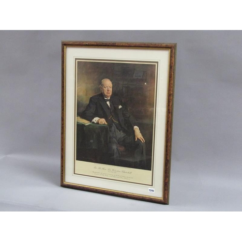 1245 - THE RIGHT HON. SIR WINSTON CHURCHILL - COLOURED PRINT, REPRODUCED FROM THE ORIGINAL BY BIRLEY, F/G, ... 