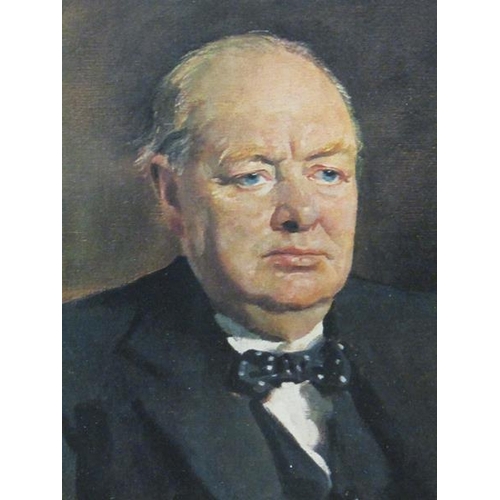 1245 - THE RIGHT HON. SIR WINSTON CHURCHILL - COLOURED PRINT, REPRODUCED FROM THE ORIGINAL BY BIRLEY, F/G, ... 