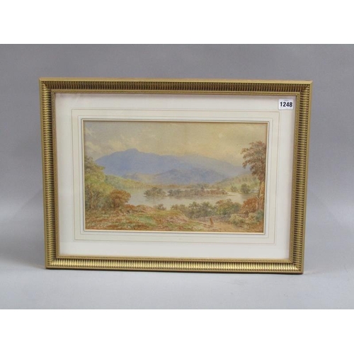 1248 - WT LANGMIRE 1871 - RYDAL LAKE, SIGNED AND TITLED WATERCOLOUR, FG/, 25CM X 40CM