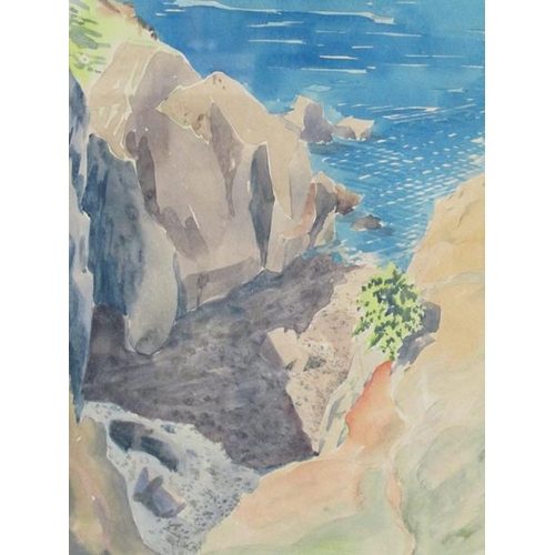 1251 - FOUR F/G WATERCOLOURS  - LYONS WILSON-  THE ROAD TO DENT STATION; SIGNED INDISTINCTLY - A ROCKY CRAG... 