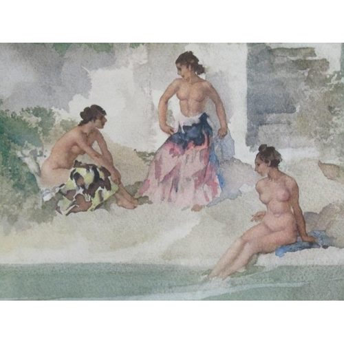 1256 - WILLIAM RUSSEL FLINT - LADIES BATHING, LIMITED EDITION COLOURED PRINT, F/G, 56CM X 75CM