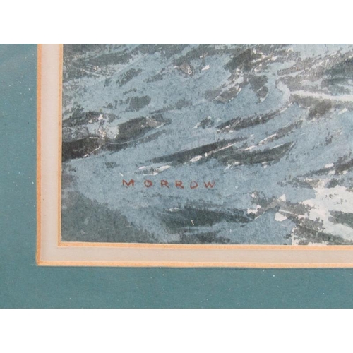 1260 - NOEL MORROW - SURGING WATERS, SIGNED WATERCOLOUR, F/G, 25CM X 29CM