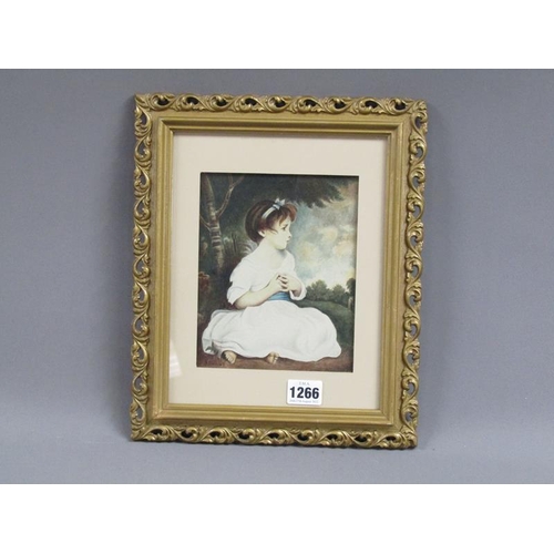 1266 - AGE OF INNOCENCE BY Y SWAINE, AFTER SIR JOSHUA REYNOLDS, SIGNED WATERCOLOUR.  F/G 17 x 14 cms