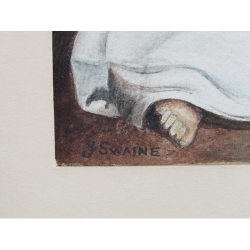 1266 - AGE OF INNOCENCE BY Y SWAINE, AFTER SIR JOSHUA REYNOLDS, SIGNED WATERCOLOUR.  F/G 17 x 14 cms