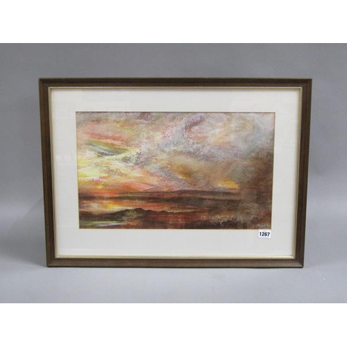 1267 - FOREST '90 SUNSET, SIGNED WATERCOLOUR. F/G 30 x 48 cms