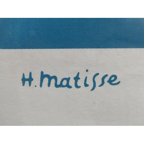 1279 - BLUE ON WHITE  PRINT AFTER H MATISSE, F/G 89 x 29 cms