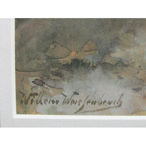 1282 - WILLEM WAISFENBRUCH, A WINDMILL IN A LANDSCAPE, SIGNED WATERCOLOUR.  F/G 22 x 18 cms