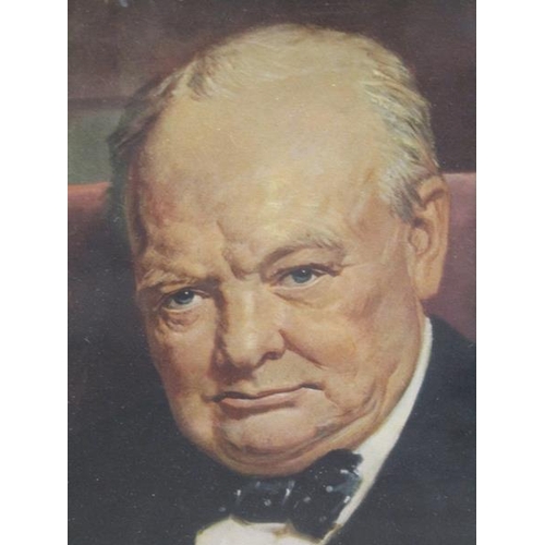 1293 - ANTHONY PAN, COLOURED PRINT, SIR WINSTON CHURCHILL WE ARE ALL OF US DEFENDING A CAUSE, FACSIMILE SIG... 