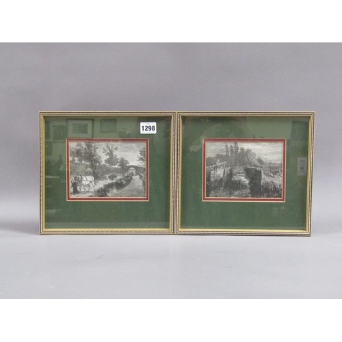 1298 - TWO LINE ENGRAVINGS 19c CANAL SCENES, EACH F/G APPX 11 x 15 cms