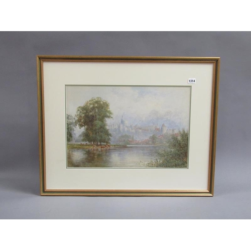 1314 - W DUNCAN LATE 19c SCENE OF WINDSOR CASTLE, SIGNED WATERCOLOUR.  F/G 36 x 54 cms