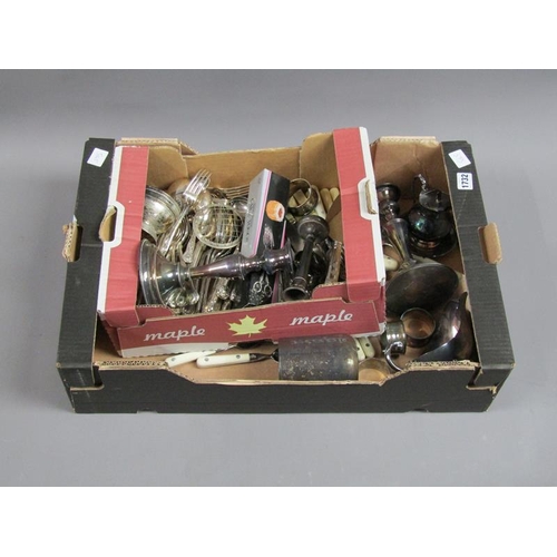 1732 - BOX OF MIXED SILVER PLATE AND CUTLERY