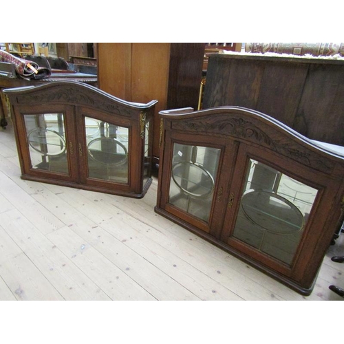 1972 - PAIR OF LATE 19C CARVED AND GLAZED TABLE TOP CABINETS, 106CM W, 86CM H