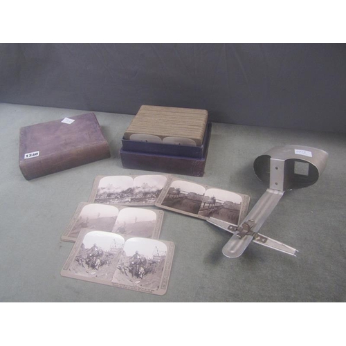 1348 - STEREOSCOPIC VIEWER AND A SET OF SLIDES, VIEWER 30cms L