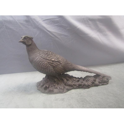 1353 - LARGE HEAVY BRONZED FIGURE OF A PHEASANT - 30cms H