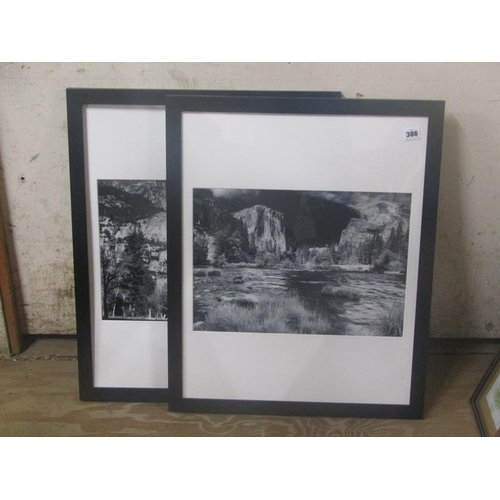 386 - TWO FRAMED B&W PHOTO PRINTS