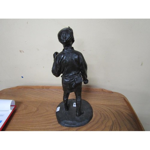 1363 - BRONZED METAL FIGURE OF AN ORIENTAL MAN 35cms H