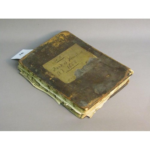 16 - A book - Book of Homileies AD 1558, -  in poor condition, spine missing, boards detached.