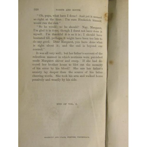 7 - Two books - North & South by the author of Mary Barton etc, in two volume, being volumes I & II, pri... 