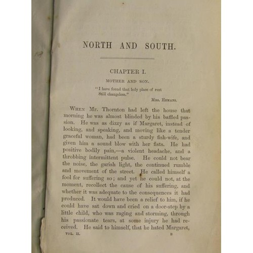 7 - Two books - North & South by the author of Mary Barton etc, in two volume, being volumes I & II, pri... 