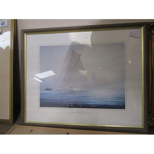 49 - FRAMED COLOURED LITHOGRAPHS, AMERICAN YACHT RACE CUP