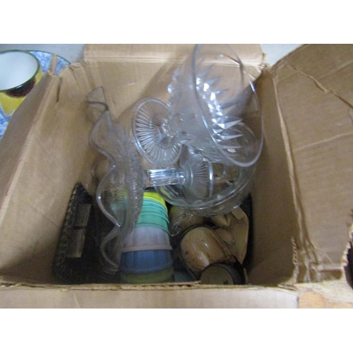 88 - BOX OF MIXED GLASSWARE, TABLEWARES ETC.