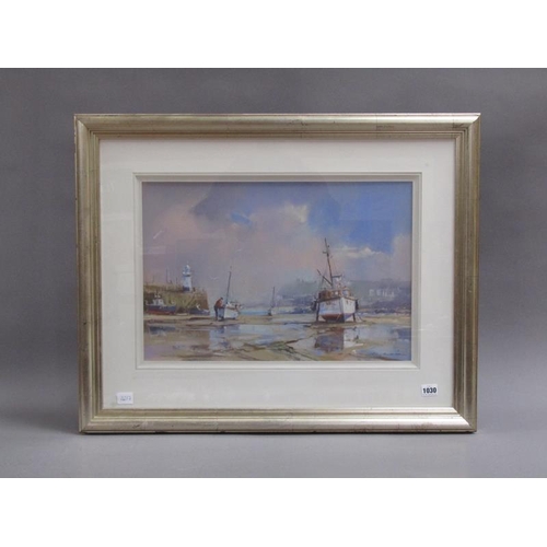 1030 - RAY BALKWILL, ST IVES HARBOUR, WATERCOLOUR SIGNED F/G 36 x 53 cms