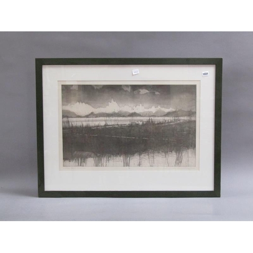 1031 - LIMITED EDITION BLACK ON WHITE  ENGRAVING HOLCOMBE BEACH - FLOOD TIDE 25/90.  F/G 46 x 71 cms