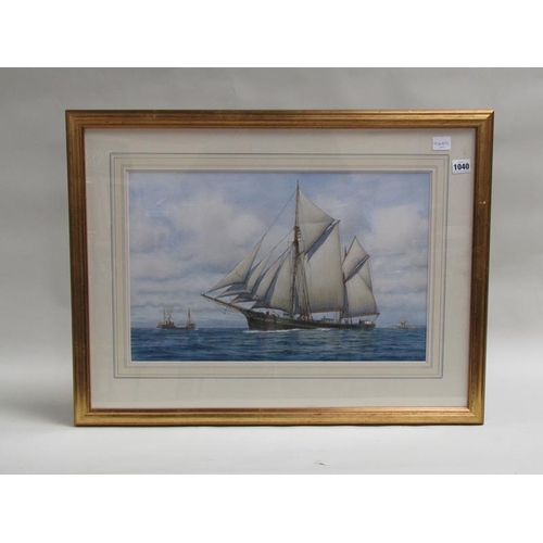 1040 - MARK MYERS BESSIE ALLEN ON A BEAM REACH SIGNED WATERCOLOUR, F/G 35 x 54 cms