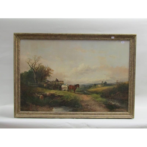 1047 - J HORLOR TIMBER HAULING, SIGNED OIL ON CANVAS FRAMED 80 x 122 cms