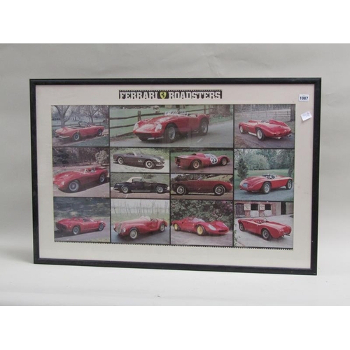 1087 - FERRARI ROADSTERS, SERIES OF PHOTOGRAPHIC PRINTS, DETAILING THE CARS  F/G 52 x 96