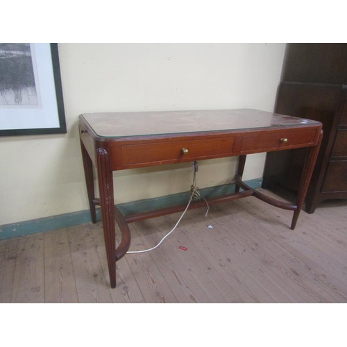 1459 - 20c HOTEL TABLE FITTED WITH ELECTRICAL AND COMMUNICATION POINTS, HAVING ONE FRIEZE DRAWER ON REEDED ... 