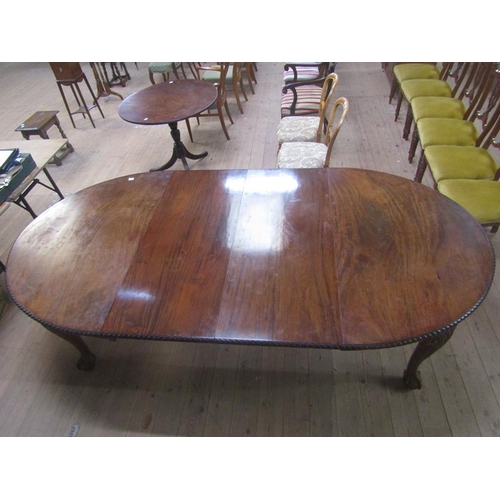 1471 - EARLY 19c WILLIAM IV STYLE FIGURED MAHOGANY WIND OUT DINING TABLE WITH TWO EXTRA LEAVES, HAVING BOLD... 