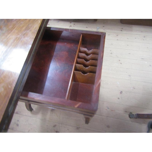 1480 - 19c FIGURED MAHOGANY REFECTORY STYLE FOLD OVER GAMES TABLE WITH FITTED WELL ON X STRETCHER FRAME