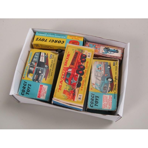 1327 - COLLECTION OF THREE BOXED CORGI VEHICLES NO. 258, 428, 464 TOGETHER WITH A MATCHBOX EIGHT WHEEL TIPP... 