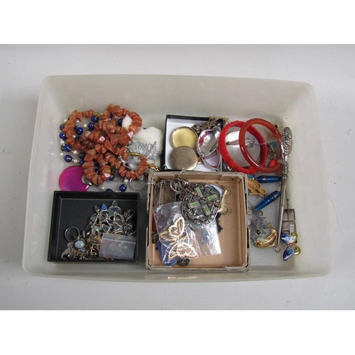 1341 - BOX OF COSTUME JEWELLERY AND  BEADS