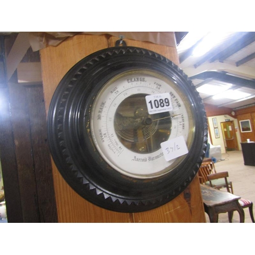 1089 - EARLY 20c ANEROID WALL BAROMETER - 22cms DIA