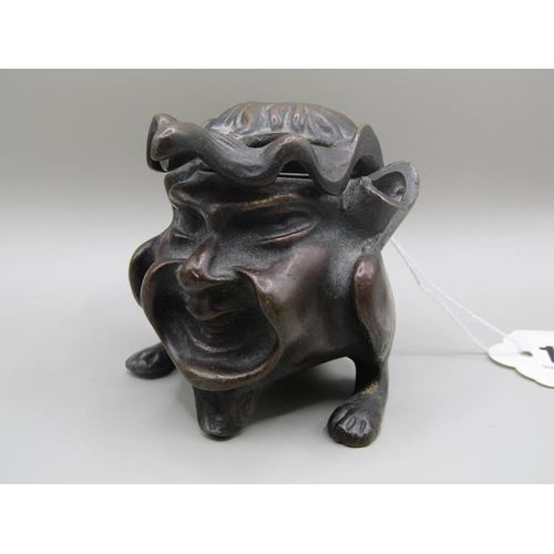 1221 - BRONZE DEVIL INKWELL 6CM H