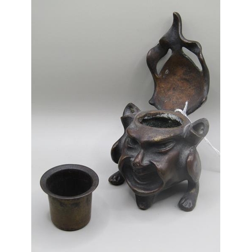 1221 - BRONZE DEVIL INKWELL 6CM H