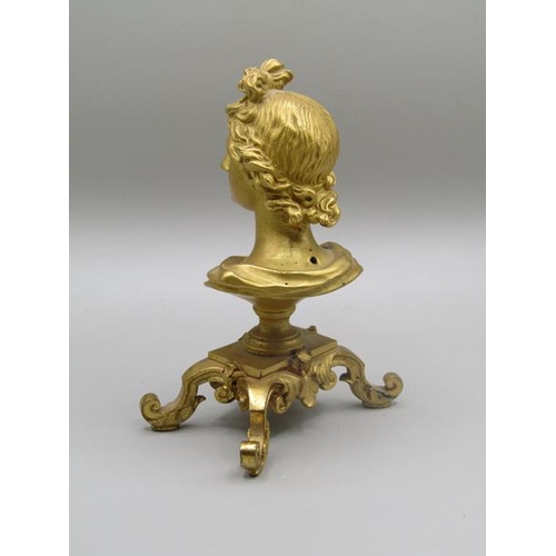 1222 - ORMOLU CLASSICAL BUST 9CM H