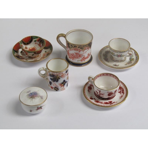 1237 - COLLECTION OF THREE MINIATURE CUPS AND SAUCERS INC 2 COALPORT, WORCESTER SMALL POT AND COVER , COALP... 