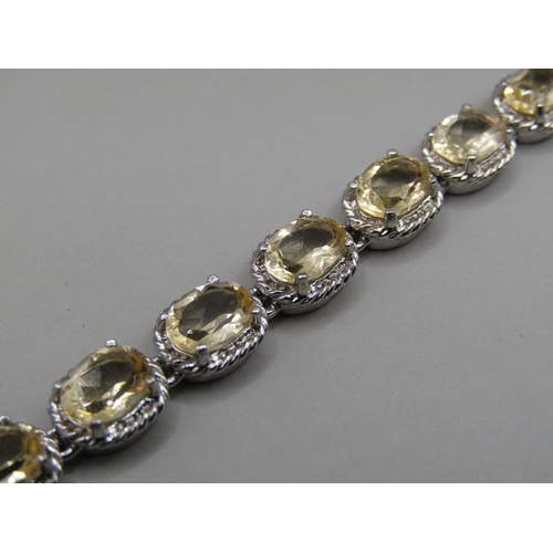 1260 - SILVER CITRINE SET BRACELET